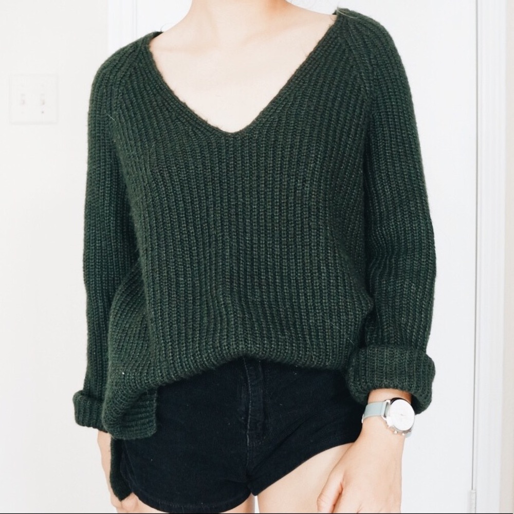 Hunter Green V-Neck Sweater